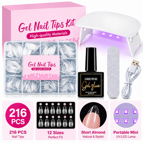 216pcs kit punte unghie gel - unghie,